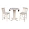 International Concepts 42 in Round Drop Leaf Counter Height Dining Table with 2 Stools in Unfinished - 3 Piece Set K-42DPT-23B-S6162-2 - alternate 2